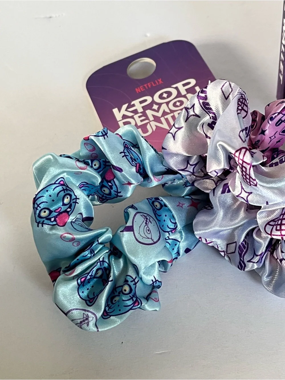 Kpop Demon Hunters Hair Scrunchies Set with Derpy Character & Huntrix Logos